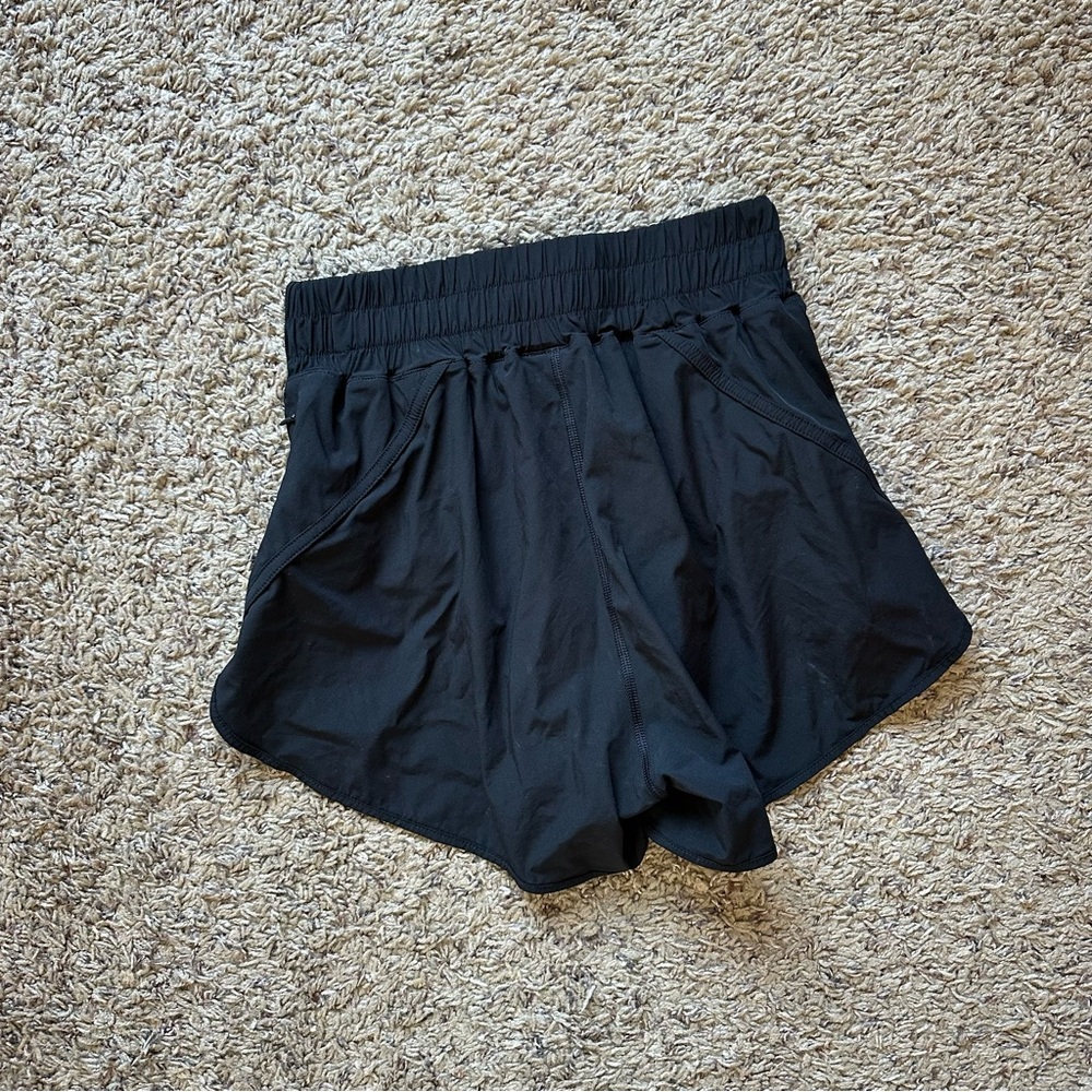 Kamo Fitness High Waisted Rise Black Athletic Active Running Athleisure Shorts - Picture 2 of 3
